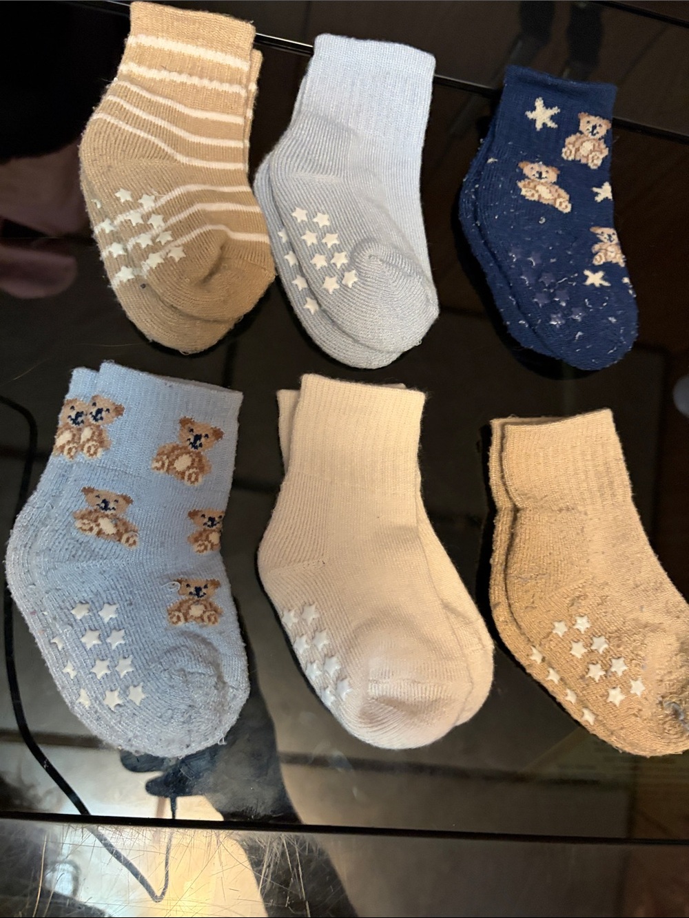 3-Pair Baby Non-Slip Socks Pack — Blue, Navy & Tan